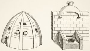 Öfen, wie sie von Wissenschaftlern und Alchemisten im Mittelalter verwendet wurden, aus Wissenschaft und Literatur im Mittelalter von Paul Lacroix (1806-84), veröffentlicht in London 1878 von French School
