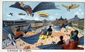 Futuredays: Eine Vision des 19. Jahrhunderts vom Jahr 2000 - Serie „Im Jahr 2000“: Die Opernallee - Chromolithographie von Villemard