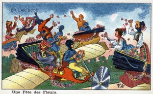 Futuredays: Eine Vision des 19. Jahrhunderts vom Jahr 2000 - Serie „Im Jahr 2000“: Ein Blumenfest - Chromolithographie von Villemard