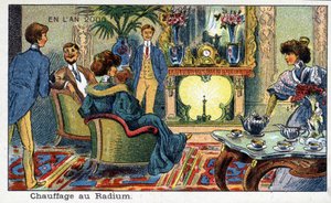Zukunftstage: Eine Vision des 19. Jahrhunderts vom Jahr 2000 Serie: Radiumheizung. Chromolithographie von Villemard