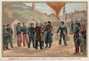 Gambetta verlässt Paris im Heißluftballon Armand-Barbes