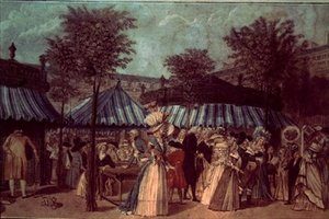 Spaziergang im Garten des Palais Royal, Paris, ca. 1810 (Farblithographie) von French School