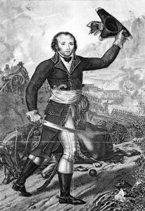 General Alexandre Dumas in französischer Republikaneruniform auf dem Schlachtfeld, ca. 1797