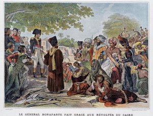 General Bonaparte dankt den Aufständen von Kairo - in „Victoires et Conquêtes des Armées Françaises“, Paris, 19. Jahrhundert von French School