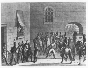 General Dumouriez verhaftet Vertreter der Konvention (Gravur)
