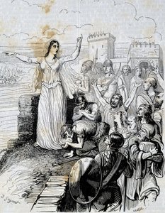 Genneviève beruhigt die Menschen von Paris - in „Histoire de France“ von L.-P. Anquetil von French School