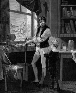 George Stephenson, britischer Ingenieur (1781-1848) mit seinem Sohn.