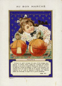 Mädchen spielt mit Rollpuppen, Poupee von French School