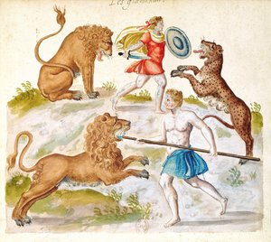 Gladiatoren kämpfen mit Tieren