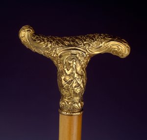 Goldener Silberstockgriff. Jagdszene von French School