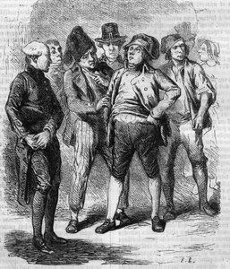 Goriot war während der Revolution Präsident seiner Sektion. Gravur Mitte des 19. Jahrhunderts. Illustration für „Der Vater Goriot“ von Honore de Balzac (1799-1850). von French School