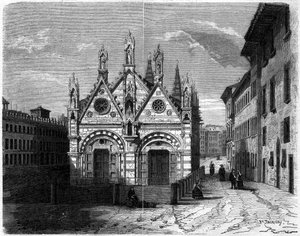 Gotische Architektur: Außenansicht der Kirche Santa Maria della Spina (13. Jahrhundert-14. Jahrhundert) in Pisa, Italien von French School