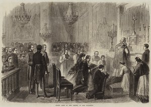 Große Messe in der Kapelle der Tuilerien (Gravur) von French School