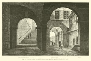 Große Treppe des Châtelet, nach einer Aquatinta, veröffentlicht in London, 1809 von French School
