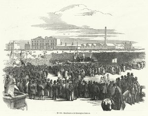 Großes Treffen der Chartisten auf Kennington Common, London von French School