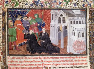 Guillaume de Nangis (gest. 130003) überreicht sein Buch an Philippe IV (1268-1314) le Bel, König von Frankreich von 1285-1314 von French School