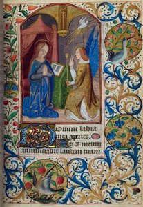 H/L-3-3 fol. 26r Die Verkündigung, aus dem Stundenbuch, Gebrauch von Paris, Mitte des 15. Jahrhunderts von French School