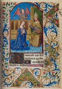 H/L-3-3 fol. 80r Krönung der Jungfrau, aus Stundenbuch, Gebrauch von Paris, Mitte des 15. Jahrhunderts