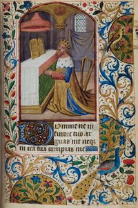 König David, aus Stundenbuch, Gebrauch von Paris, Mitte des 15. Jahrhunderts von French School