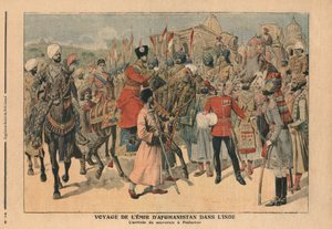 Habibullah Kahn (1872-1919) Emir von Afghanistan bei seiner Ankunft in Peshawar, Indien, Illustration aus 
