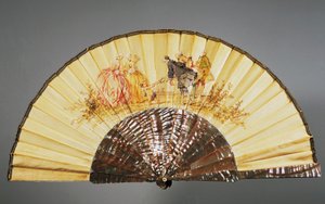 Handfächer, der Ehrfurcht darstellt, von E De Beaumont, Aquarell auf Seide und Perlmutt, erstellt von Felix Alexandre