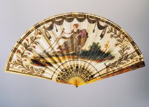Fächer mit Venus auf ihrem Wagen, bemaltes Seidenblatt