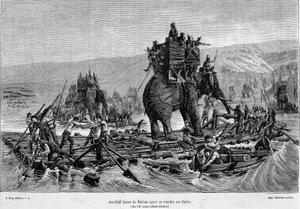 Hannibal überquert die Rhone nach Italien (218 v. Chr.) - in „Frankreich und die Franzosen durch die Jahrhunderte“ von French School