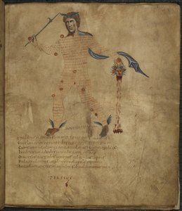 Illustration von Perseus, einem Helden der griechischen Mythologie, mit dem Kopf der schlangenhaarigen Medusa, aus 