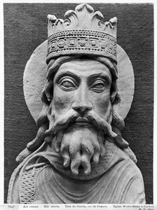 Kopf von Chlodwig I., aus der Kirche Notre-Dame von Corbeil (Gipsabguss) (Detail) von French School
