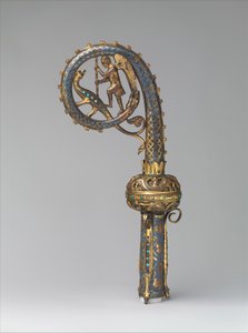 Kopf eines Krummstabs mit dem heiligen Michael, der den Drachen tötet