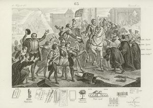 Heinrich IV. von Frankreich zieht in Paris ein, begleitet vom Grafen von Brissac, Gouverneur der Stadt, 22. März 1594 von French School