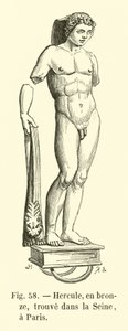 Herkules, in Bronze, gefunden in der Seine, Paris (Gravur) von French School