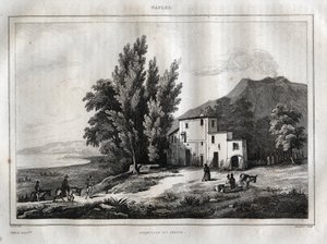 Einsiedelei des Vesuvs - ERMITAGE DU VESUVE NEAPEL ITALIEN - Vesuv Gravur aus „Bilderbuch Italien“ - Historische und beschreibende Malerei von Italien“ von M. de Norvins, Ch. Nodier 1834-1836 von French School