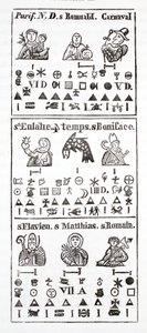 Hieroglyphische Zeichen in einem Almanach