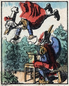 Geschichte von Dr. Pulcinella (Polichinelle). Holzgravur von Imaging Pellerin - Epinal, sp. 19. Jahrhundert. von French School