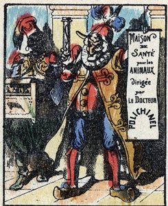 Geschichte von Dr. Pulcinella (Polichinelle). Holzstich von Imaging Pellerin - Epinal, späte 19. Jahrhundert. von French School