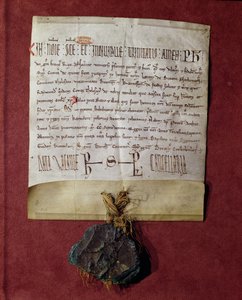 Huldigung an König Philipp II. (1165-1223) von Simon de Montfort (ca. 1160-1218) für die von Raymond VI. (1197-1249) konfiszierten Gebiete, ca. 1216 von French School