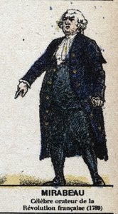 Honoré Gabriel Riqueti, Graf von Mirabeau (1749-1791), französischer Politiker. In „Galerie der Könige und Königinnen von Frankreich und berühmter Persönlichkeiten von 1643 bis 1895“ Bild von Epinal.
