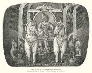 Pferdewagen, Basrelief aus dem Tempel von Angkor Wat, Kambodscha von French School
