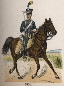 Jäger zu Pferd im Jahr 1804. Tafel aus dem Buch Les Uniforms de l