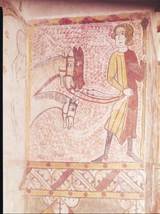 Reiter hält die Zügel von drei Pferden, von der Nordwand, um 1265