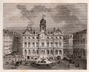 Hotel de Ville de Lyon - Gravur in „La France illustrée: Geographie, Geschichte, statistische Verwaltung“ von V.A. Malt-Brown. 1884