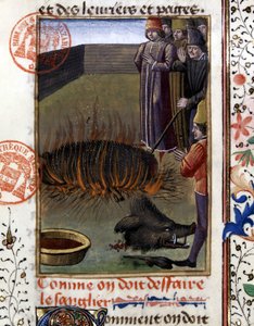 Wie man ein Wildschwein zerlegt - in „Jagd Buch von Gaston Phoebus, Graf von Foix, Herr von Béarn“