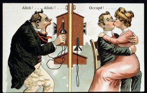 Humorvolle Postkarte über das Telefon, Anfang 20. Jahrhundert von French School