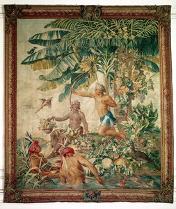 Jagd, aus der Tenture des Nouvelles Indes, Gobelin-Werkstatt von French School