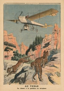 Pantherjagd aus einem Flugzeug in Texas, Illustration aus 