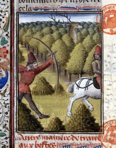 Jagdszene in Das Jagdbuch von Gaston Phoebus, Graf von Foix, Herr von Béarn. 14. Jahrhundert von French School