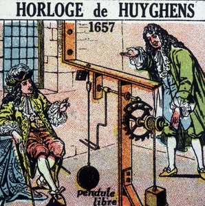 Huyghens Uhr 1657 (freies Pendel) - Gravur, Anfang 20. Jahrhundert