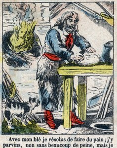 Illustration für das Buch von Daniel Defoe „Robinson Crusoe“. Epinal-Bild aus dem späten 19. Jahrhundert von French School