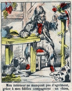 Illustration für das Buch von Daniel Defoe „Robinson Crusoe“. Epinal-Bild aus dem späten 19. Jahrhundert